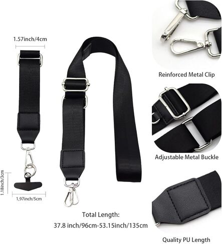 Phone Lanyard Crossbody Strap， Clip And Go Strap for Phone With Wallet，1.5’‘ Adjustable Cute Embroidered Cell Phone Lanyard for Car Keys iPhone Case ID Badges Phone Accessories in Kuwait