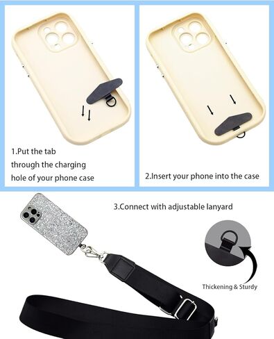 Phone Lanyard Crossbody Strap， Clip And Go Strap for Phone With Wallet，1.5’‘ Adjustable Cute Embroidered Cell Phone Lanyard for Car Keys iPhone Case ID Badges Phone Accessories in Kuwait