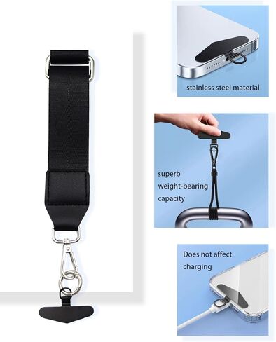 Phone Lanyard Crossbody Strap， Clip And Go Strap for Phone With Wallet，1.5’‘ Adjustable Cute Embroidered Cell Phone Lanyard for Car Keys iPhone Case ID Badges Phone Accessories in Kuwait