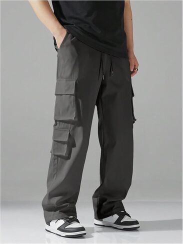 Verdusa Men's Drawstring Waist Straight Leg Cargo Pants Street Trousers in Saudi Arabia