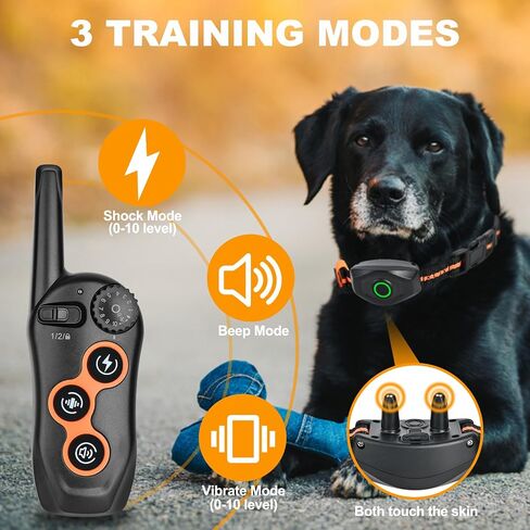 Dog Shock Collar with Remote Control,1300Ft,IP67 Waterproof Dog Training Collar with 3 Training Modes, Beep, Shock, Vibration,Safe Lock for Small, Middle,Large Dogs in Saudi Arabia