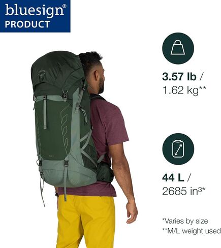 Osprey Talon 44L Men's Lightweight Hiking Backpack with Hipbelt, Black/Coal Grey, L/XL in Saudi Arabia
