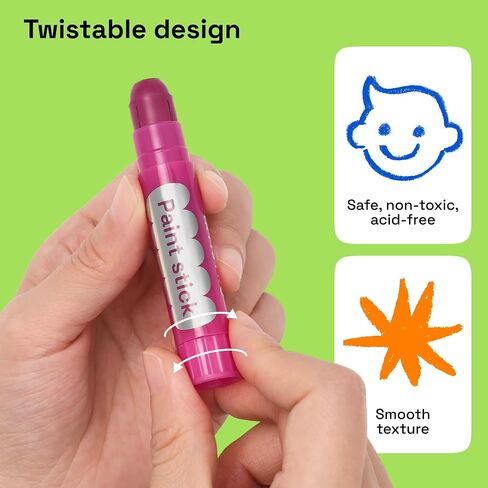 ARTISTRO 100% Washable Tempera Paint Sticks for Kids - 36 Non-toxic Paint Markers for Kids - Color Sticks with Twist Design, Coloring Pages Included in Kuwait