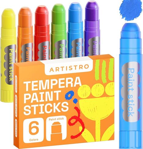 ARTISTRO 100% Washable Tempera Paint Sticks for Kids - 36 Non-toxic Paint Markers for Kids - Color Sticks with Twist Design, Coloring Pages Included in Kuwait