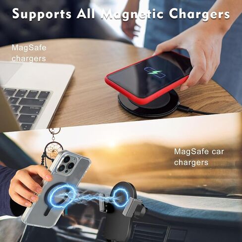 4 Pack for MagSafe Sticker 360,Universal Ring Wireless Charger Conversion Kit for iPhone iPad Samsung and More Smartphone,Universal Ring for Phone Case - Black(The Mag-Safe Sticker No Magnets) in Kuwait