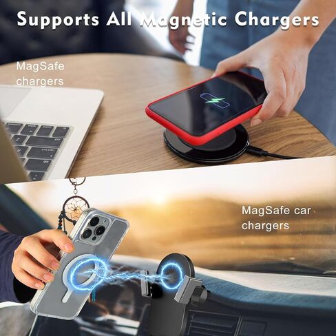 4 Pack for MagSafe Sticker 360,Universal Ring Wireless Charger Conversion Kit for iPhone iPad Samsung and More Smartphone,Universal Ring for Phone Case - Black(The Mag-Safe Sticker No Magnets) in Kuwait