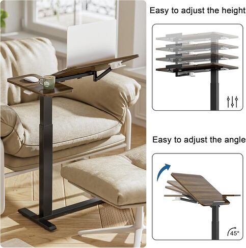 طاولة سرير قابلة للإمالة قابلة للتعديل مع عجلات من المكتب المحمول المكتبي من طاولة الكمبيوتر المحمول المنقولة عن عجلات. in Kuwait