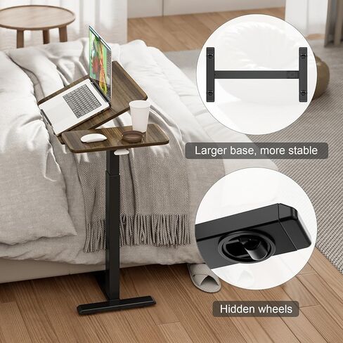 طاولة سرير قابلة للإمالة قابلة للتعديل مع عجلات من المكتب المحمول المكتبي من طاولة الكمبيوتر المحمول المنقولة عن عجلات. in Kuwait