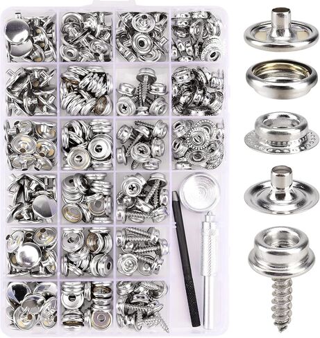 150 PCS Canvas Snap Kit with 2 Pcs Setting Tool, Marine Grade Stainless Steel 3/8" Socket Canvas Snap Button Fastener Kit and Upholstery Boat Cover Snap Button Fastener Tool for DIY Cover Furniture in Kuwait