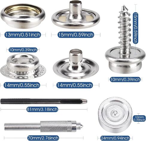 150 PCS Canvas Snap Kit with 2 Pcs Setting Tool, Marine Grade Stainless Steel 3/8" Socket Canvas Snap Button Fastener Kit and Upholstery Boat Cover Snap Button Fastener Tool for DIY Cover Furniture in Kuwait