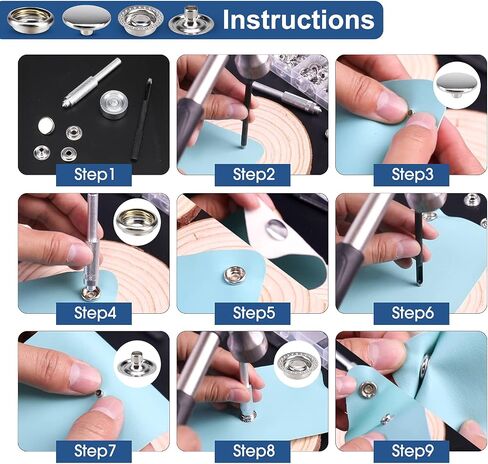 150 PCS Canvas Snap Kit with 2 Pcs Setting Tool, Marine Grade Stainless Steel 3/8" Socket Canvas Snap Button Fastener Kit and Upholstery Boat Cover Snap Button Fastener Tool for DIY Cover Furniture in Kuwait