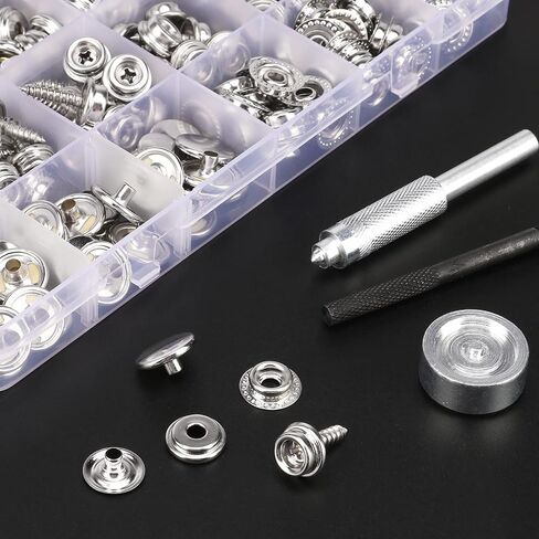 150 PCS Canvas Snap Kit with 2 Pcs Setting Tool, Marine Grade Stainless Steel 3/8" Socket Canvas Snap Button Fastener Kit and Upholstery Boat Cover Snap Button Fastener Tool for DIY Cover Furniture in Kuwait