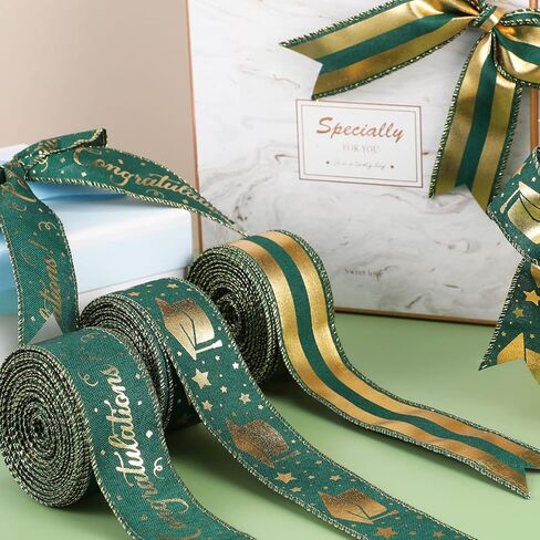 3 لفة فئة من 2025 تخرج شريط التخرج 1.5 بوصة تخرج الحفلات تهانينا خريج الشريط البرونز السلكية شرائط الحافة السلك in Kuwait