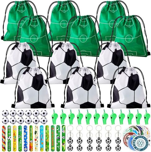 110 PCS Football Party Favors for Kids 12 Sets Football Party Supplies Parkstring Bag Propack with Chiefcains Mini Football Labours ملصقات Goodie Bag Presents مجموعة هدايا مجموعة الأساور in Kuwait