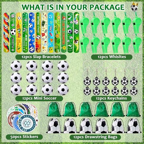 110 PCS Football Party Favors for Kids 12 Sets Football Party Supplies Parkstring Bag Propack with Chiefcains Mini Football Labours ملصقات Goodie Bag Presents مجموعة هدايا مجموعة الأساور in Kuwait