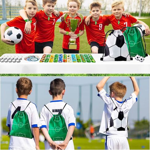 110 PCS Football Party Favors for Kids 12 Sets Football Party Supplies Parkstring Bag Propack with Chiefcains Mini Football Labours ملصقات Goodie Bag Presents مجموعة هدايا مجموعة الأساور in Kuwait