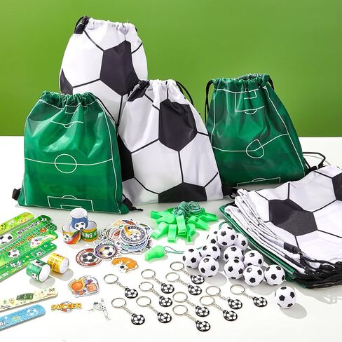 110 PCS Football Party Favors for Kids 12 Sets Football Party Supplies Parkstring Bag Propack with Chiefcains Mini Football Labours ملصقات Goodie Bag Presents مجموعة هدايا مجموعة الأساور in Kuwait