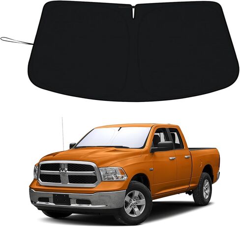 مظلة شمس للزجاج الأمامي الفاخر لـ 2019-2024 2025 دودج رام 1500، مادة عاكسة 310T للنافذة الأمامية حاجب للشمس كتل الأشعة فوق البنفسجية مظلة قابلة للطي in Kuwait