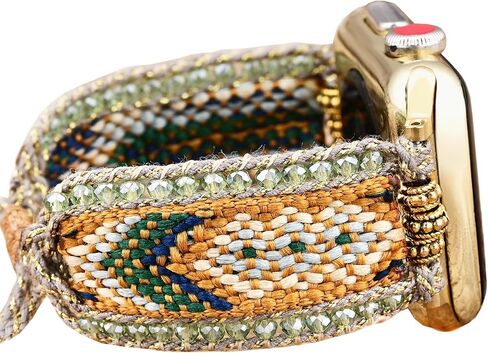 Braided Western Boho Nylon Band Compatible with Apple Watch Bands 38mm 40mm 41mm 42mm 44mm 45mm 46mm 49mm, Women Adjustable Bracelet Beaded Bohemian Strap for iWatch Series 10 9 8 SE Ultra 7 6 5 4 3 in Saudi Arabia