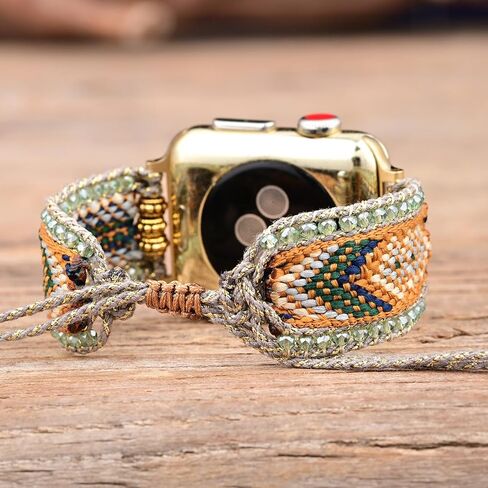 Braided Western Boho Nylon Band Compatible with Apple Watch Bands 38mm 40mm 41mm 42mm 44mm 45mm 46mm 49mm, Women Adjustable Bracelet Beaded Bohemian Strap for iWatch Series 10 9 8 SE Ultra 7 6 5 4 3 in Saudi Arabia