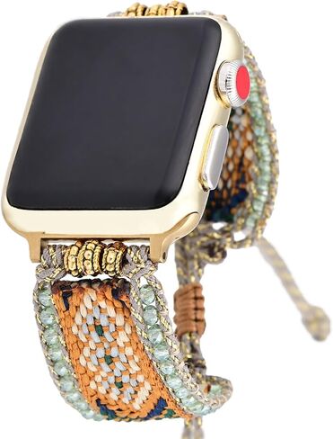Braided Western Boho Nylon Band Compatible with Apple Watch Bands 38mm 40mm 41mm 42mm 44mm 45mm 46mm 49mm, Women Adjustable Bracelet Beaded Bohemian Strap for iWatch Series 10 9 8 SE Ultra 7 6 5 4 3 in Saudi Arabia