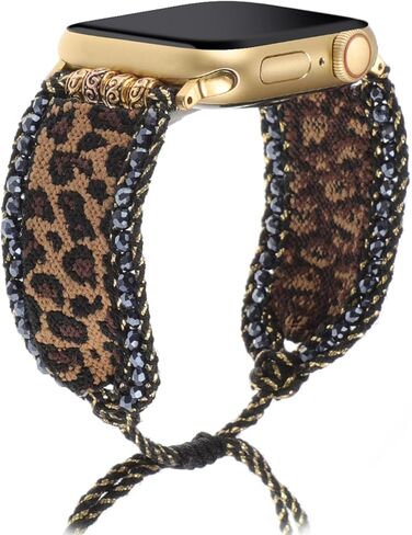 Braided Western Boho Nylon Band Compatible with Apple Watch Bands 38mm 40mm 41mm 42mm 44mm 45mm 46mm 49mm, Women Adjustable Bracelet Beaded Bohemian Strap for iWatch Series 10 9 8 SE Ultra 7 6 5 4 3 in Kuwait