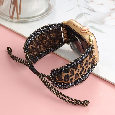 Braided Western Boho Nylon Band Compatible with Apple Watch Bands 38mm 40mm 41mm 42mm 44mm 45mm 46mm 49mm, Women Adjustable Bracelet Beaded Bohemian Strap for iWatch Series 10 9 8 SE Ultra 7 6 5 4 3 in Kuwait