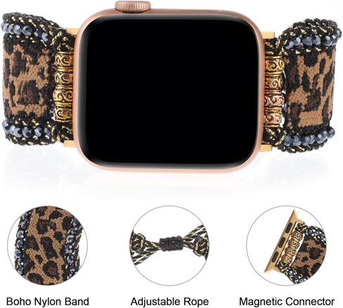 Braided Western Boho Nylon Band Compatible with Apple Watch Bands 38mm 40mm 41mm 42mm 44mm 45mm 46mm 49mm, Women Adjustable Bracelet Beaded Bohemian Strap for iWatch Series 10 9 8 SE Ultra 7 6 5 4 3 in Kuwait