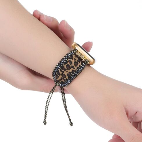 Braided Western Boho Nylon Band Compatible with Apple Watch Bands 38mm 40mm 41mm 42mm 44mm 45mm 46mm 49mm, Women Adjustable Bracelet Beaded Bohemian Strap for iWatch Series 10 9 8 SE Ultra 7 6 5 4 3 in Kuwait