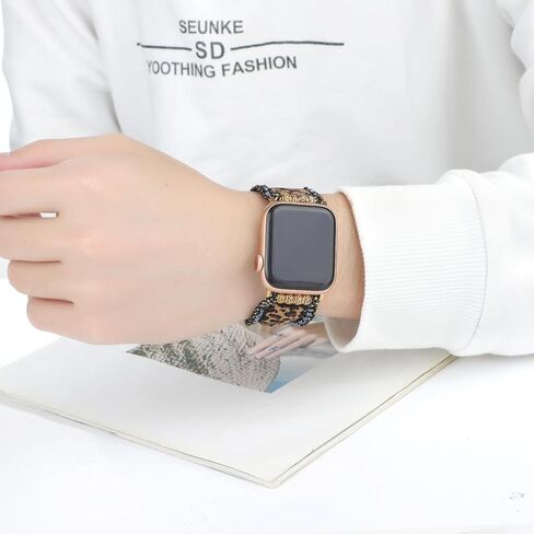 Braided Western Boho Nylon Band Compatible with Apple Watch Bands 38mm 40mm 41mm 42mm 44mm 45mm 46mm 49mm, Women Adjustable Bracelet Beaded Bohemian Strap for iWatch Series 10 9 8 SE Ultra 7 6 5 4 3 in Kuwait