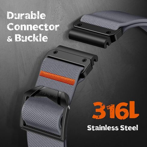 Stretchy Nylon Band Compatible with Garmin Fenix 5X Watch Band, Sport Easy-Fit 26mm Band for Fenix 8 51mm/7X/7X Pro/6X/6X Pro/5X Plus/3/3 HR/Instinct 2X/Tactix/Enduro/Descent/Epix Pro 51mm in Kuwait