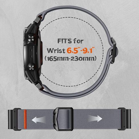 Stretchy Nylon Band Compatible with Garmin Fenix 5X Watch Band, Sport Easy-Fit 26mm Band for Fenix 8 51mm/7X/7X Pro/6X/6X Pro/5X Plus/3/3 HR/Instinct 2X/Tactix/Enduro/Descent/Epix Pro 51mm in Kuwait