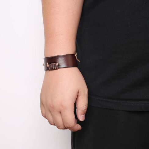 HZMAN 2Pcs Leather Bracelets for Men Gothic Punk Retro Wide Cuff Bracelet Handmade Braided Brown Leather Wristband Bracelet Jewelry Gift in Saudi Arabia