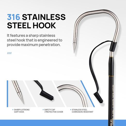 Carbon Fiber Fishing Gaff Saltwater Fish Gaff with S316 Stainless Steel Fishing Hook in Saudi Arabia