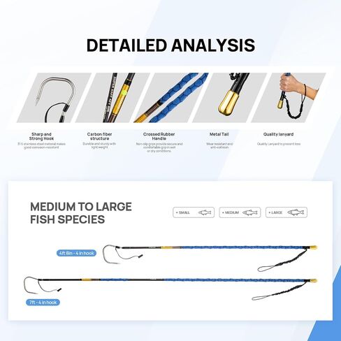 Carbon Fiber Fishing Gaff Saltwater Fish Gaff with S316 Stainless Steel Fishing Hook in Saudi Arabia