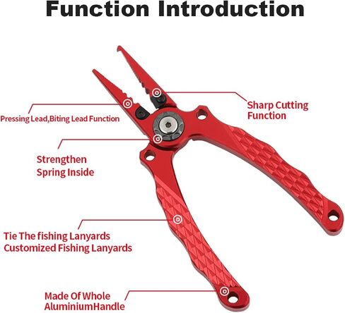 Fishing Pliers, Aviation Aluminum Fishing Pliers Line Cutters, De-Hookers, Fishing Tool Sets, Weaving Scissors, Saltwater Resistant Fishing Gear (Red) in Saudi Arabia
