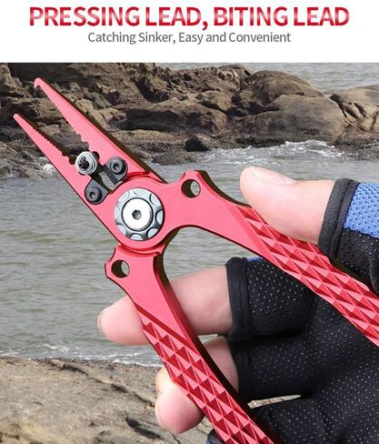 Fishing Pliers, Aviation Aluminum Fishing Pliers Line Cutters, De-Hookers, Fishing Tool Sets, Weaving Scissors, Saltwater Resistant Fishing Gear (Red) in Saudi Arabia