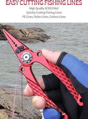 Fishing Pliers, Aviation Aluminum Fishing Pliers Line Cutters, De-Hookers, Fishing Tool Sets, Weaving Scissors, Saltwater Resistant Fishing Gear (Red) in Saudi Arabia