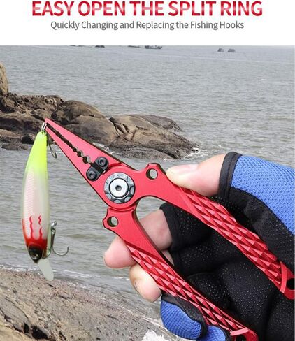 Fishing Pliers, Aviation Aluminum Fishing Pliers Line Cutters, De-Hookers, Fishing Tool Sets, Weaving Scissors, Saltwater Resistant Fishing Gear (Red) in Saudi Arabia