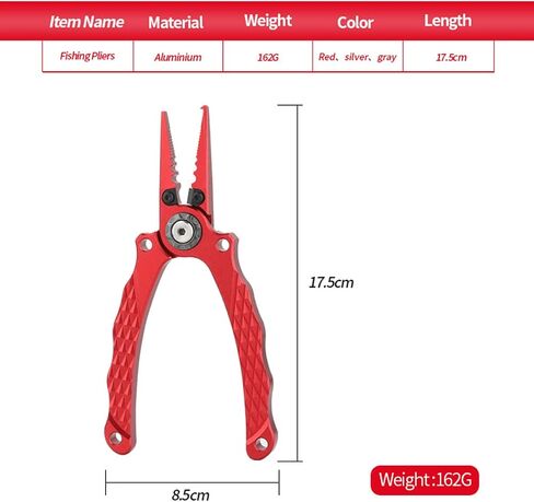 Fishing Pliers, Aviation Aluminum Fishing Pliers Line Cutters, De-Hookers, Fishing Tool Sets, Weaving Scissors, Saltwater Resistant Fishing Gear (Red) in Saudi Arabia