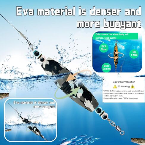 4pcs Catfish Rig Floats Kit, EVA Foam Peg Floats Bait Rigs Fishing Bobbers Floats Fishing Corks Catfish Lures High-Carbon Circle Hooks and Crane Swivel for Catfishing Tackle Combo in Saudi Arabia