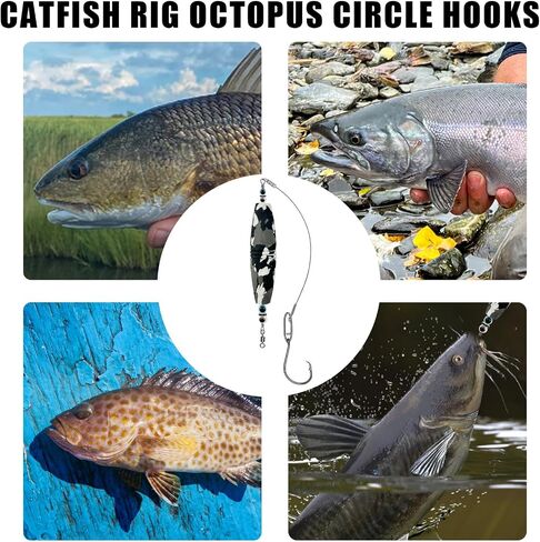 4pcs Catfish Rig Floats Kit, EVA Foam Peg Floats Bait Rigs Fishing Bobbers Floats Fishing Corks Catfish Lures High-Carbon Circle Hooks and Crane Swivel for Catfishing Tackle Combo in Saudi Arabia
