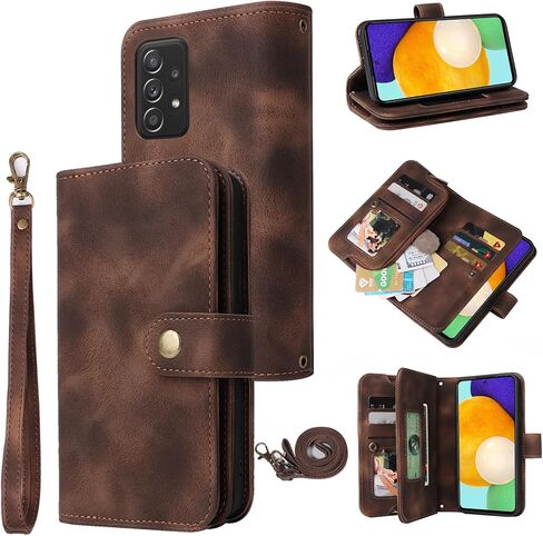 Compatible with Samsung Galaxy A32 5G 2021 6.5 inch Wallet Case with Crossbody Strap Multi-Function Credit Card Holder Stand Phone Cover for M32 G5 A 32 32A S32 SM-A326U A326U Girls Brown in Kuwait