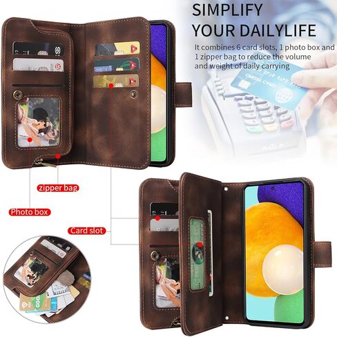 Compatible with Samsung Galaxy A32 5G 2021 6.5 inch Wallet Case with Crossbody Strap Multi-Function Credit Card Holder Stand Phone Cover for M32 G5 A 32 32A S32 SM-A326U A326U Girls Brown in Kuwait