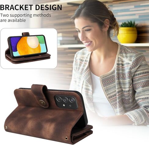 Compatible with Samsung Galaxy A32 5G 2021 6.5 inch Wallet Case with Crossbody Strap Multi-Function Credit Card Holder Stand Phone Cover for M32 G5 A 32 32A S32 SM-A326U A326U Girls Brown in Kuwait