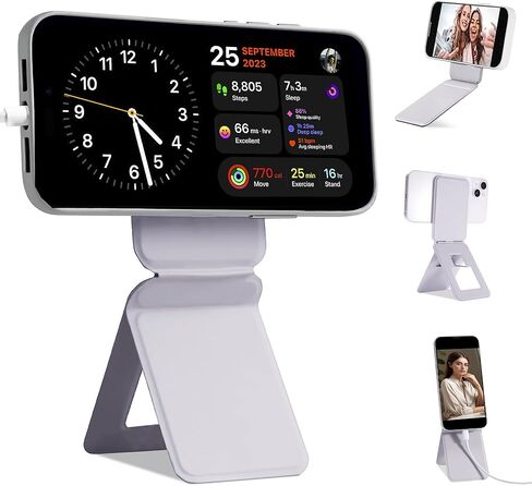 Phone Tripod Stand Compatible with iPhone 16/15/14/13/12 Series, Angle Adjustment & Strong Magnets Invisible Selfie Stick Tripod (Grey) in Kuwait