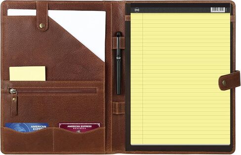 KomalC Genuine Leather Business Portfolio, Personal Organizer, Luxury Leather Padfolio (Saddle Brown) in Saudi Arabia