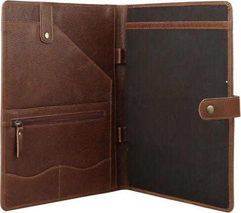 KomalC Genuine Leather Business Portfolio, Personal Organizer, Luxury Leather Padfolio (Saddle Brown) in Saudi Arabia