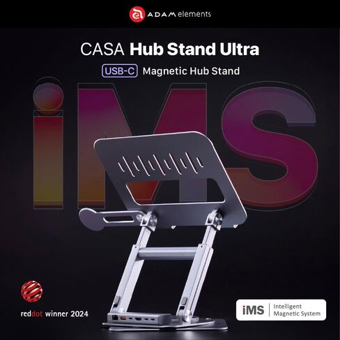 Adam Elements USB-C Stand Ultra/Laptop Station-Casa Hub Stand Ultra USB-C Magnetic 6in1 Hub Stand لجميع جهاز MacBook و iPad و USB-C المحمول-USB-C Host ، USB-C PD ، USB-C ، USB-A ، HDMI ، RJ45 (Gray) in Saudi Arabia