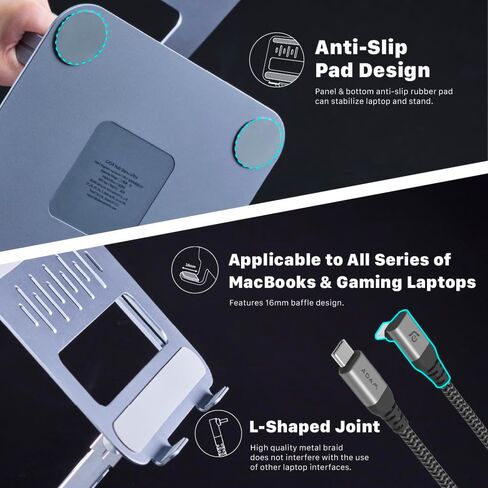 Adam Elements USB-C Stand Ultra/Laptop Station-Casa Hub Stand Ultra USB-C Magnetic 6in1 Hub Stand لجميع جهاز MacBook و iPad و USB-C المحمول-USB-C Host ، USB-C PD ، USB-C ، USB-A ، HDMI ، RJ45 (Gray) in Saudi Arabia